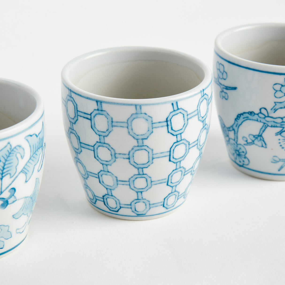 Napa Light Blue/White MONARCH MINI FLOWER POTS, SET OF 6