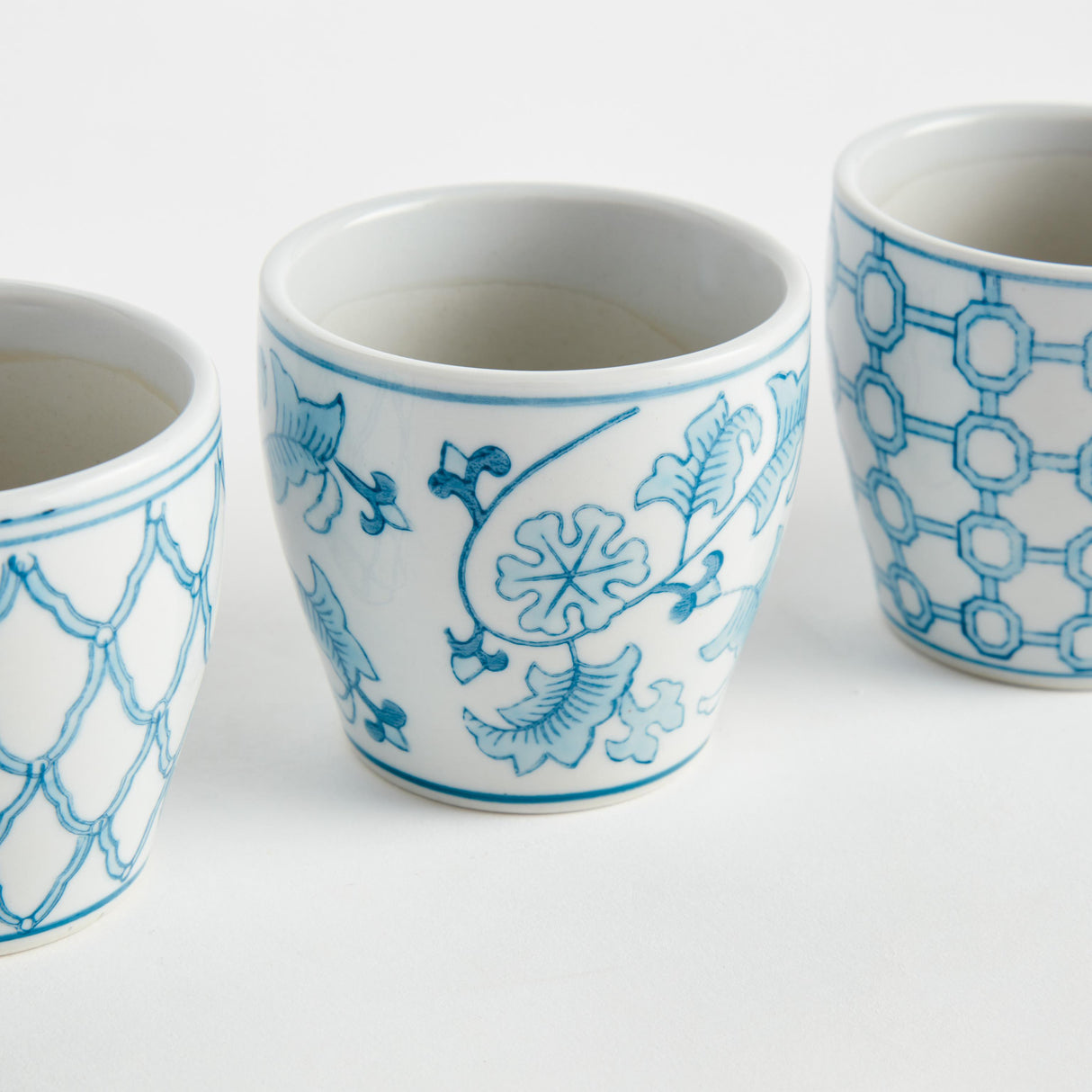 Napa Light Blue/White MONARCH MINI FLOWER POTS, SET OF 6
