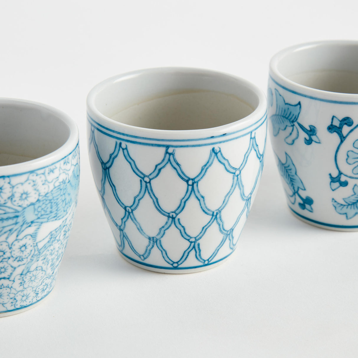 Napa Light Blue/White MONARCH MINI FLOWER POTS, SET OF 6