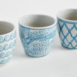 Napa Light Blue/White MONARCH MINI FLOWER POTS, SET OF 6