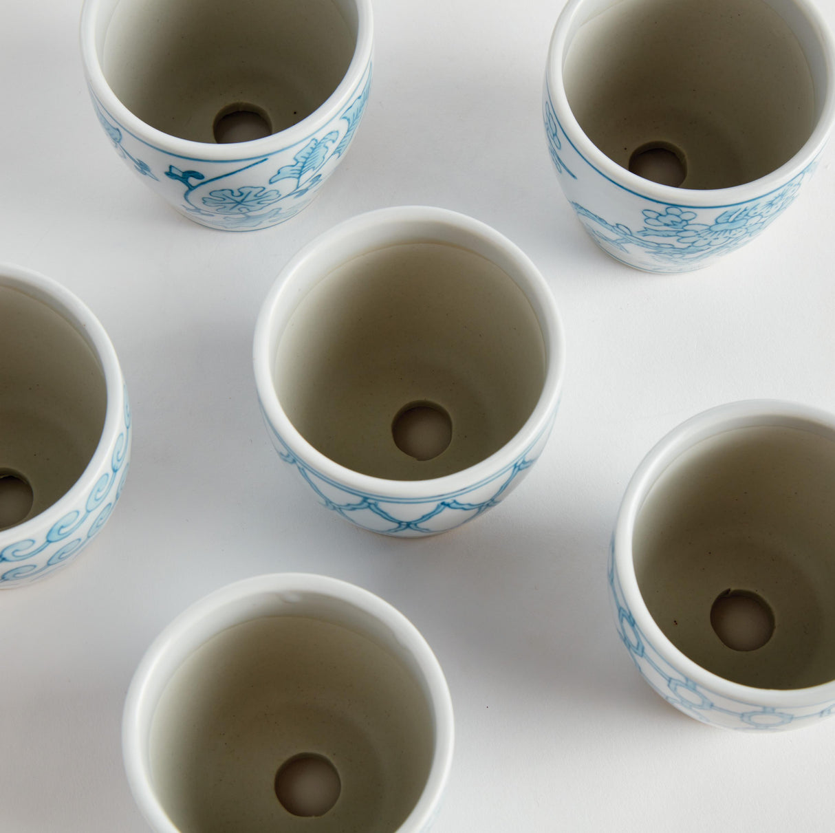 Napa Light Blue/White MONARCH MINI FLOWER POTS, SET OF 6