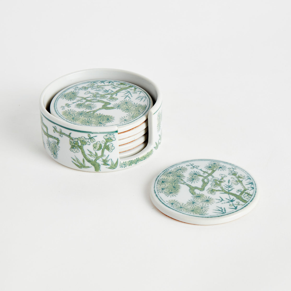 Napa Green/White IMPERIAL COASTERS, SET OF 6