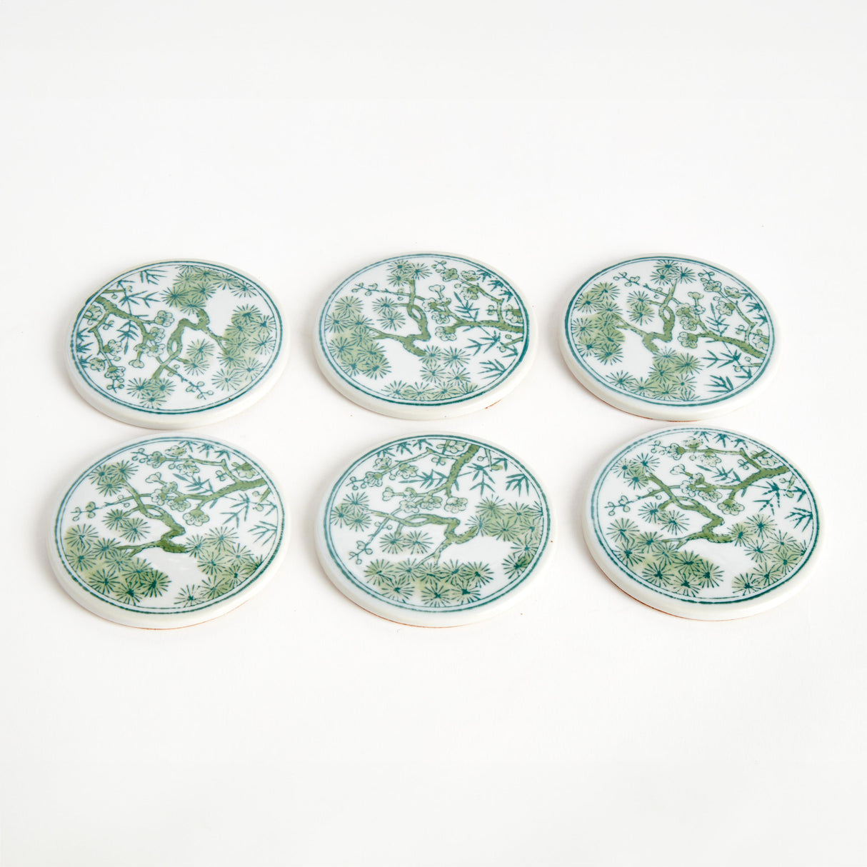 Napa Green/White IMPERIAL COASTERS, SET OF 6