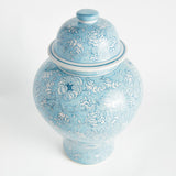 Napa Light Blue/White MONARCH LOTUS GINGER JAR