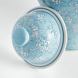 Napa Light Blue/White MONARCH LOTUS GINGER JAR