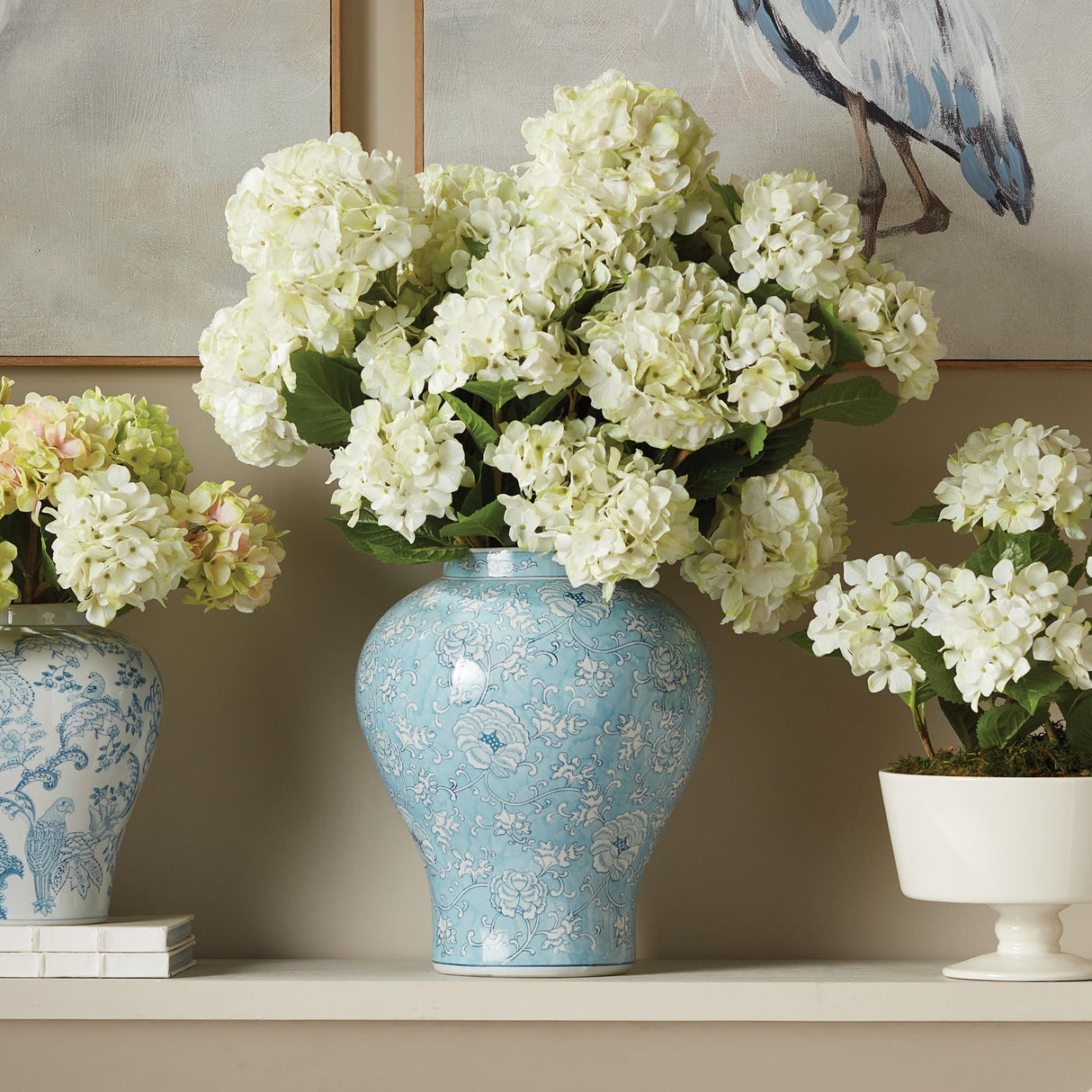 Napa Light Blue/White MONARCH LOTUS GINGER JAR