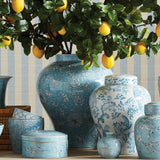Napa Light Blue/White MONARCH LOTUS GINGER JAR