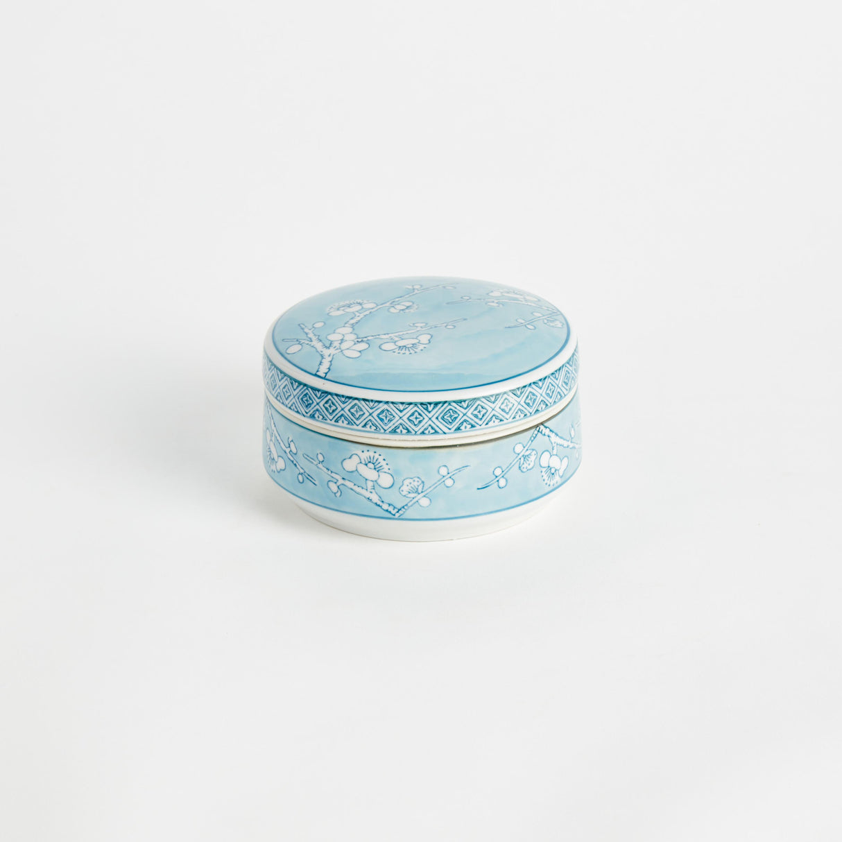 Napa Light Blue/White MONARCH EMPRESS ROUND LIDDED CATCH ALL BOX SMALL