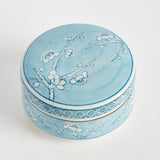 Napa Light Blue/White MONARCH EMPRESS ROUND LIDDED CATCH ALL BOX SMALL