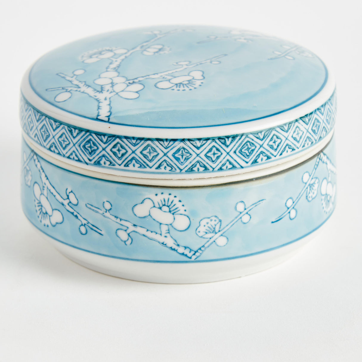 Napa Light Blue/White MONARCH EMPRESS ROUND LIDDED CATCH ALL BOX SMALL