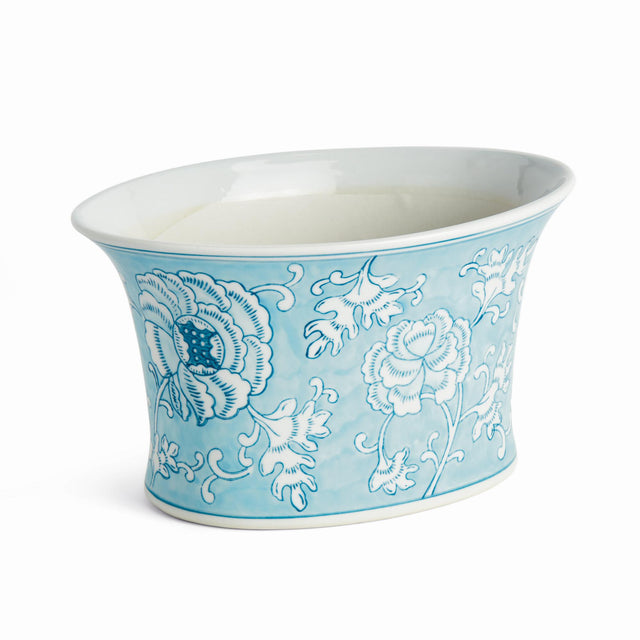 Napa Light Blue/White MONARCH LOTUS CACHEPOT LARGE