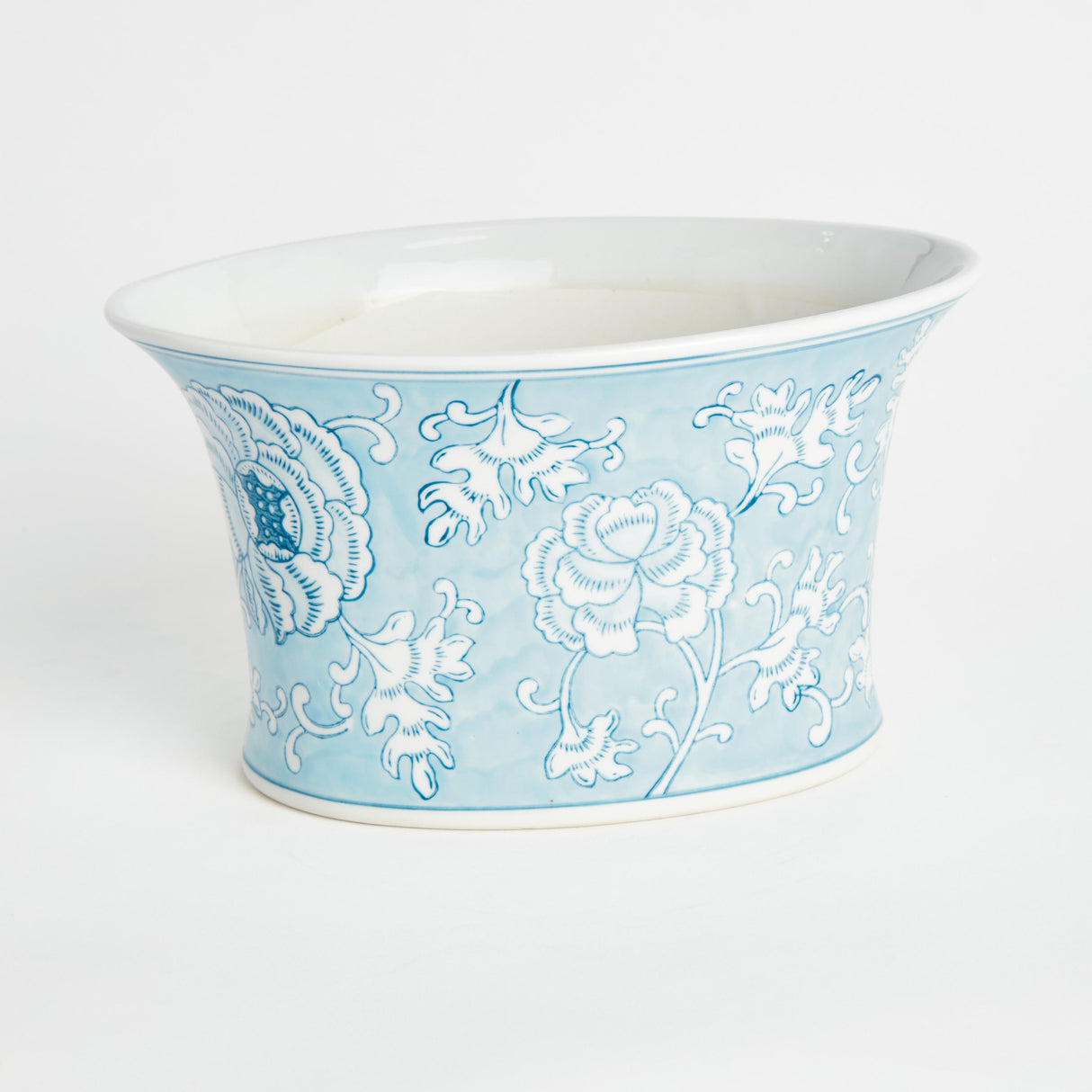Napa Light Blue/White MONARCH LOTUS CACHEPOT LARGE