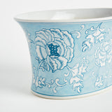 Napa Light Blue/White MONARCH LOTUS CACHEPOT LARGE