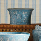 Napa Light Blue/White MONARCH LOTUS CACHEPOT LARGE