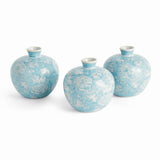 Napa Light Blue/White MONARCH LOTUS BUD VASES, SET OF 3