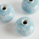 Napa Light Blue/White MONARCH LOTUS BUD VASES, SET OF 3