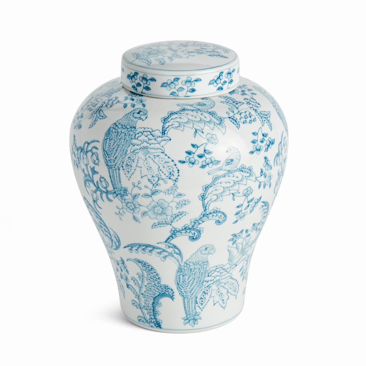 Napa Light Blue/White MONARCH PARROT GINGER JAR