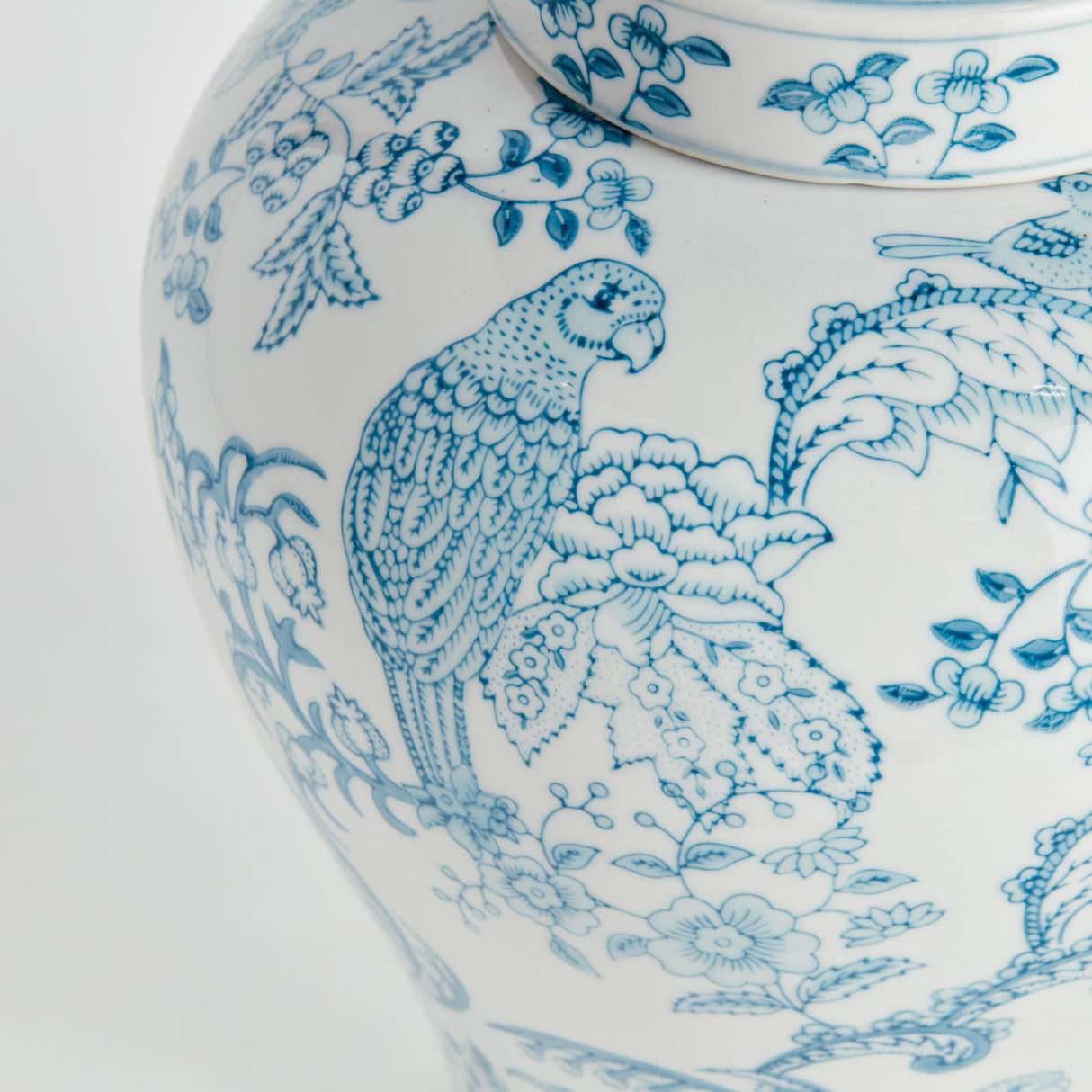 Napa Light Blue/White MONARCH PARROT GINGER JAR