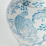 Napa Light Blue/White MONARCH PARROT GINGER JAR