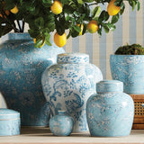 Napa Light Blue/White MONARCH PARROT GINGER JAR