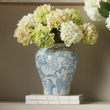 Napa Light Blue/White MONARCH PARROT GINGER JAR