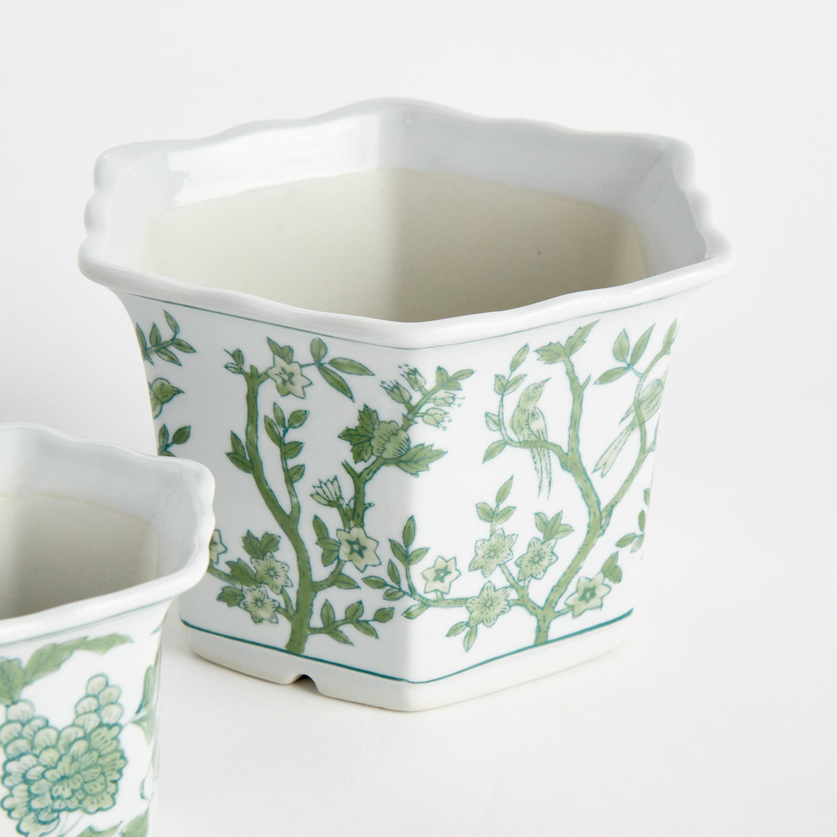 Napa Green/White IMPERIAL FLARED POTS, SET OF 3
