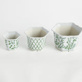 Napa Green/White IMPERIAL FLARED POTS, SET OF 3