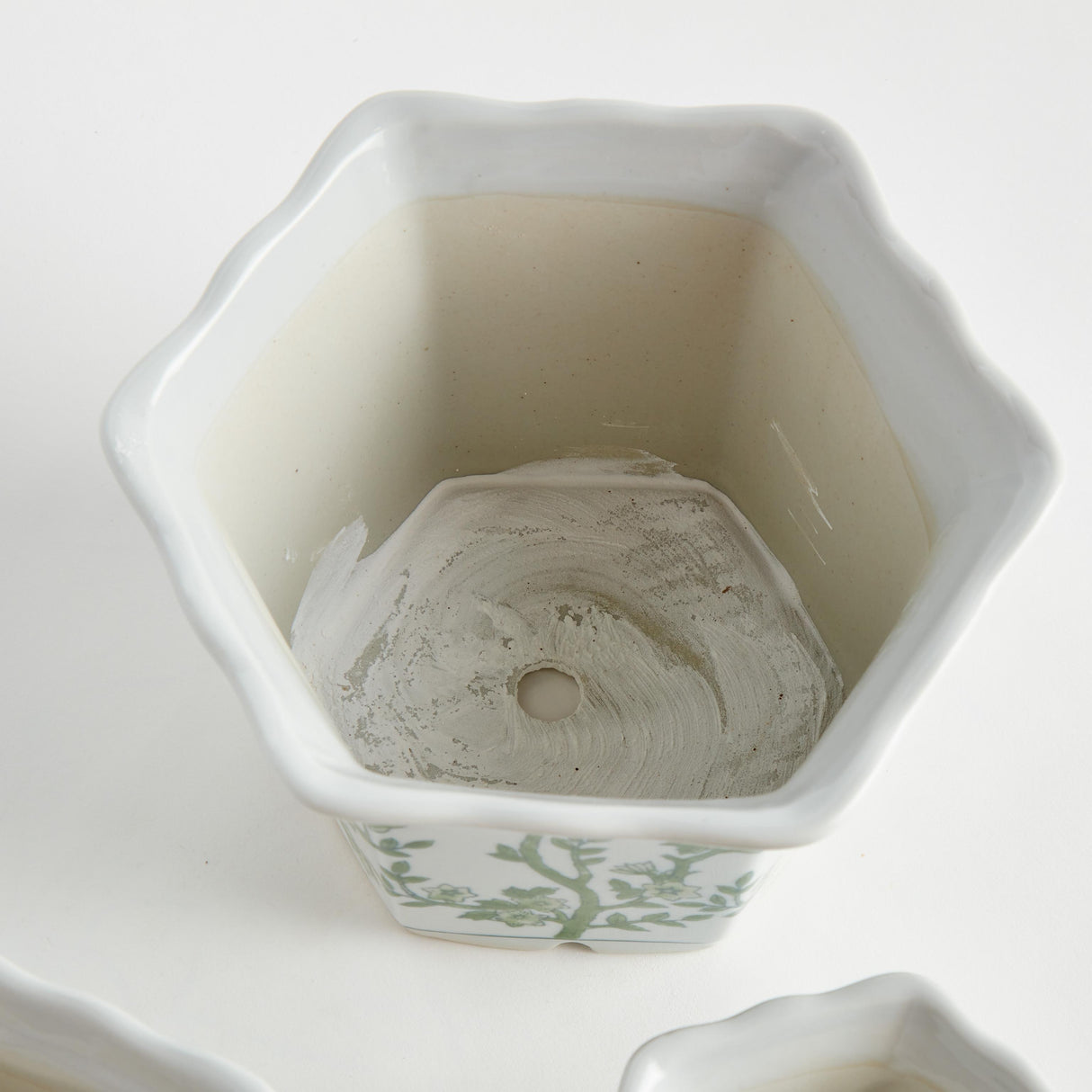 Napa Green/White IMPERIAL FLARED POTS, SET OF 3