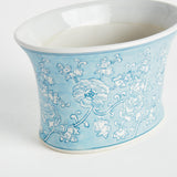 Napa Light Blue/White MONARCH LOTUS CACHEPOT SMALL