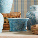 Napa Light Blue/White MONARCH LOTUS CACHEPOT SMALL