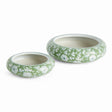 Napa Green/White IMPERIAL LOTUS LOW POTS LARGE, SET OF 4