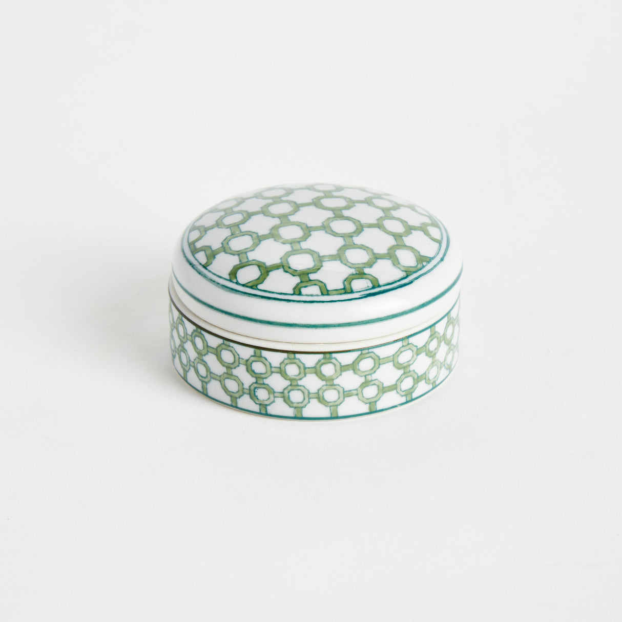 Napa Green/White IMPERIAL LIDDED BOXES, SET OF 3