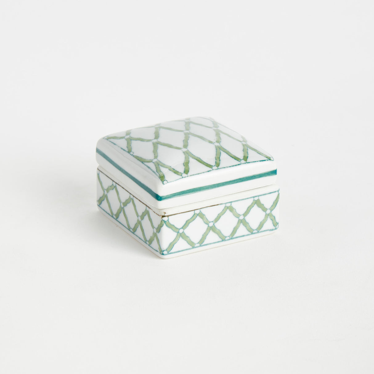 Napa Green/White IMPERIAL LIDDED BOXES, SET OF 3
