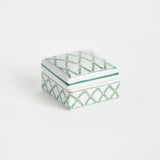 Napa Green/White IMPERIAL LIDDED BOXES, SET OF 3