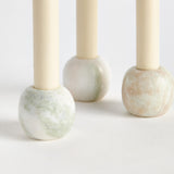 Napa Green/White Marble JOCELYN MARBLE TAPER HOLDERS, SET OF 3