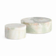 Napa Green/White Marble JOHANNA MARBLE ROUND LIDDED BOXES, SET OF 2