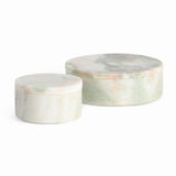 Napa Green/White Marble JOHANNA MARBLE ROUND LIDDED BOXES, SET OF 2