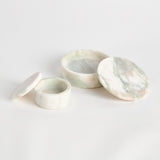 Napa Green/White Marble JOHANNA MARBLE ROUND LIDDED BOXES, SET OF 2