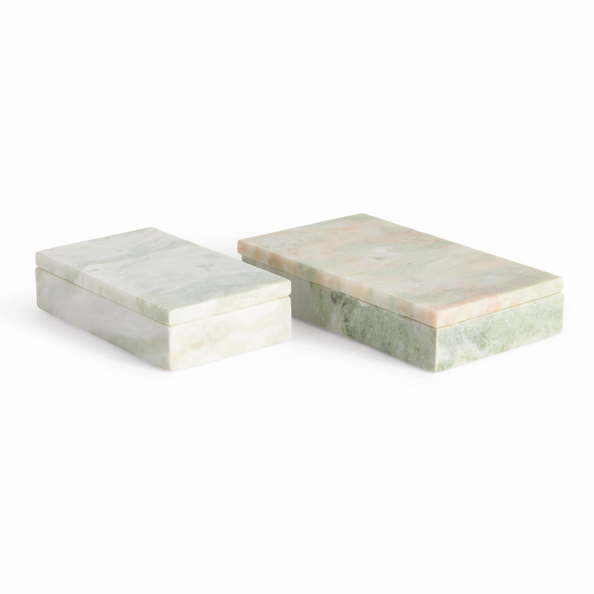 Napa Green/White Marble JOHANNA MARBLE LIDDED BOXES, SET OF 2