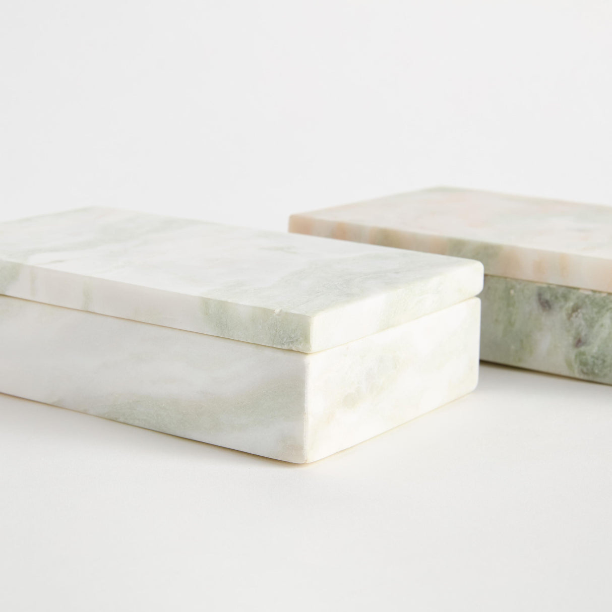 Napa Green/White Marble JOHANNA MARBLE LIDDED BOXES, SET OF 2