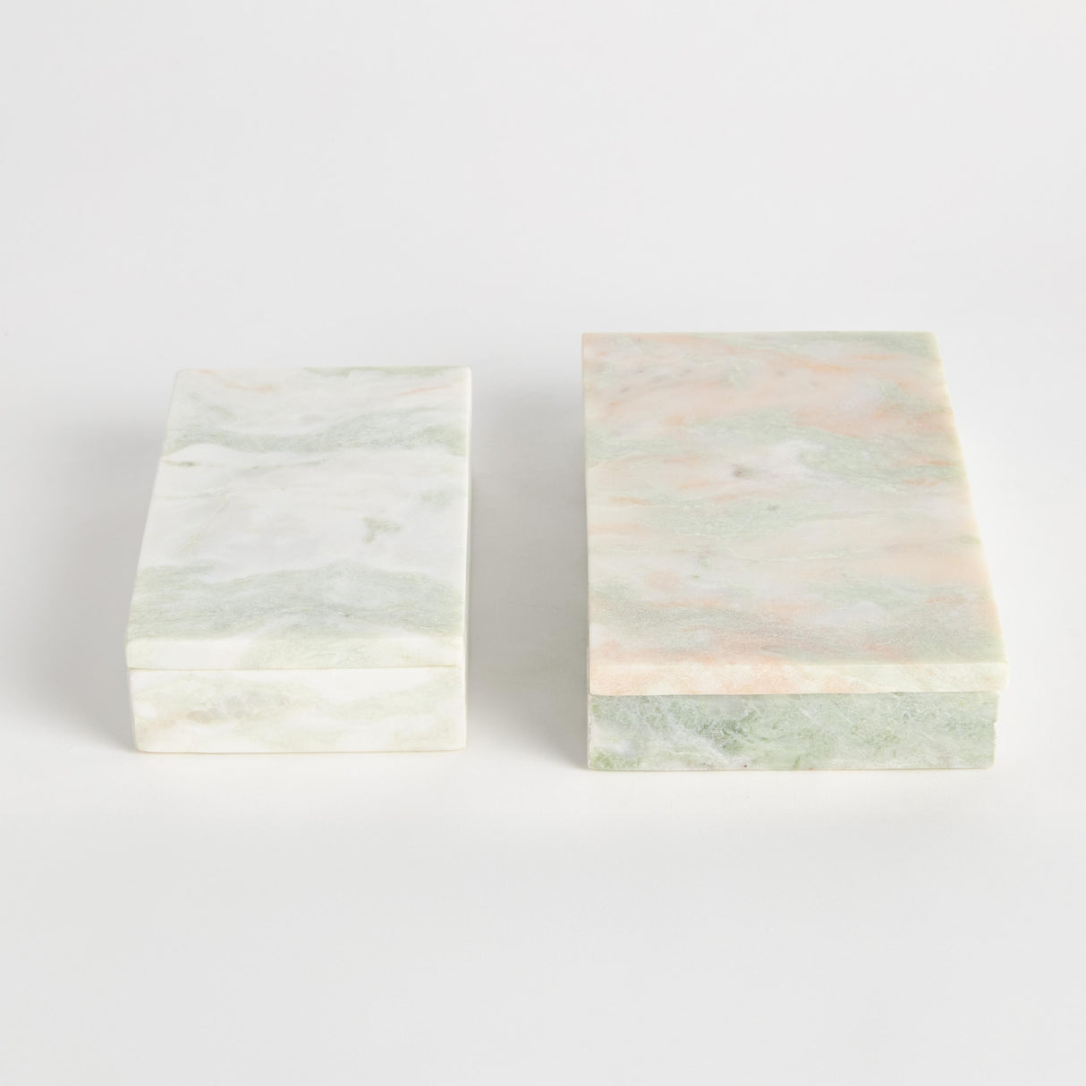 Napa Green/White Marble JOHANNA MARBLE LIDDED BOXES, SET OF 2