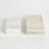 Napa Green/White Marble JOHANNA MARBLE LIDDED BOXES, SET OF 2