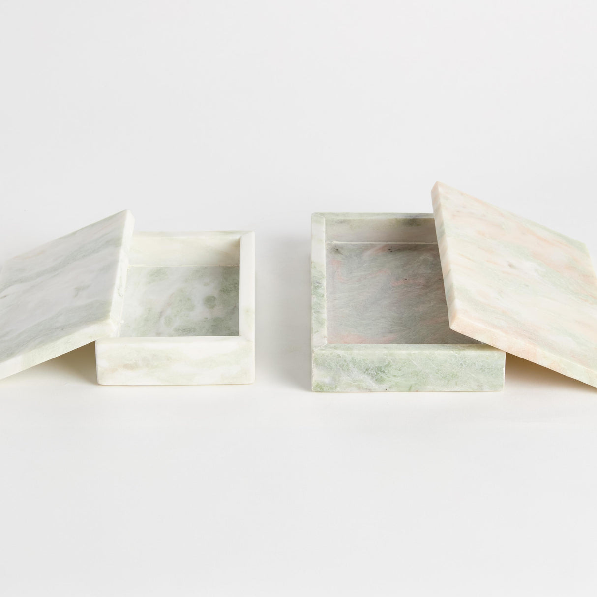 Napa Green/White Marble JOHANNA MARBLE LIDDED BOXES, SET OF 2