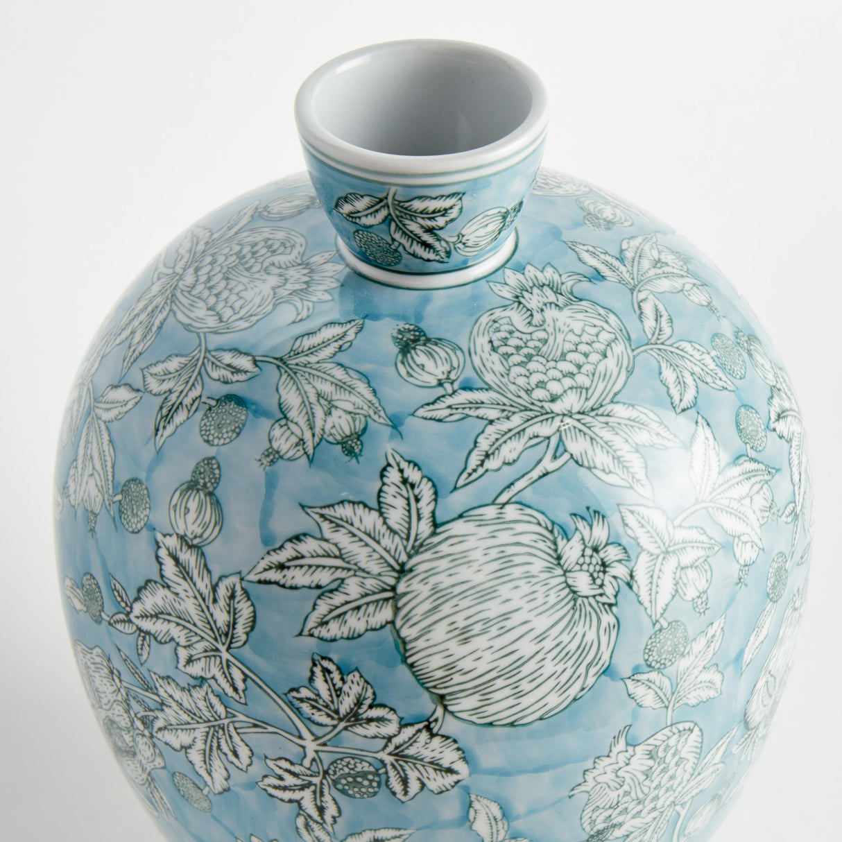Napa Light Blue/White POMEGRANATE SKETCH VASE