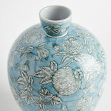 Napa Light Blue/White POMEGRANATE SKETCH VASE