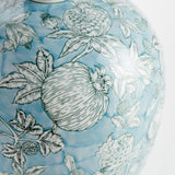 Napa Light Blue/White POMEGRANATE SKETCH VASE