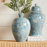 Napa Light Blue/White POMEGRANATE SKETCH VASE