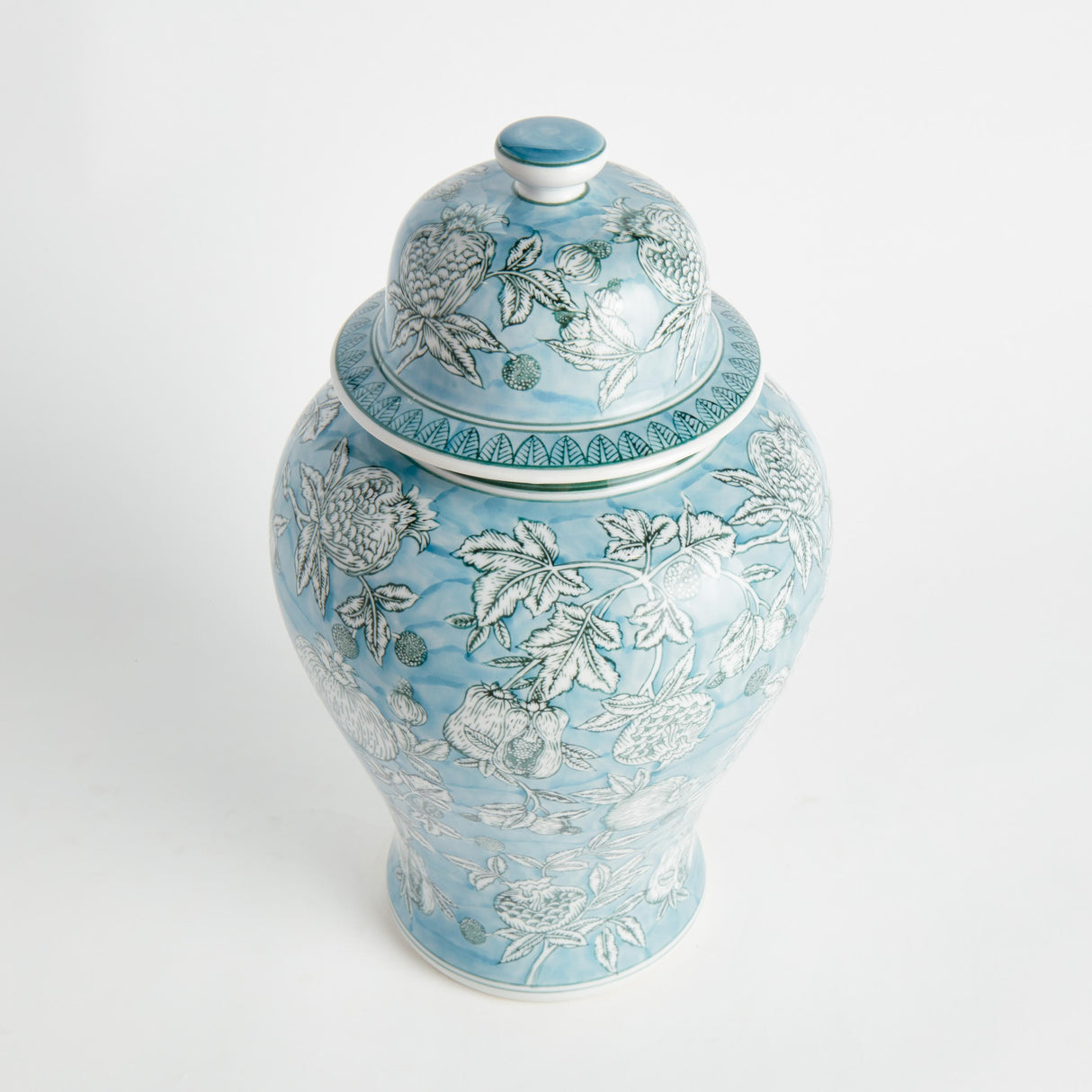 Napa Light Blue/White POMEGRANATE SKETCH GINGER JAR