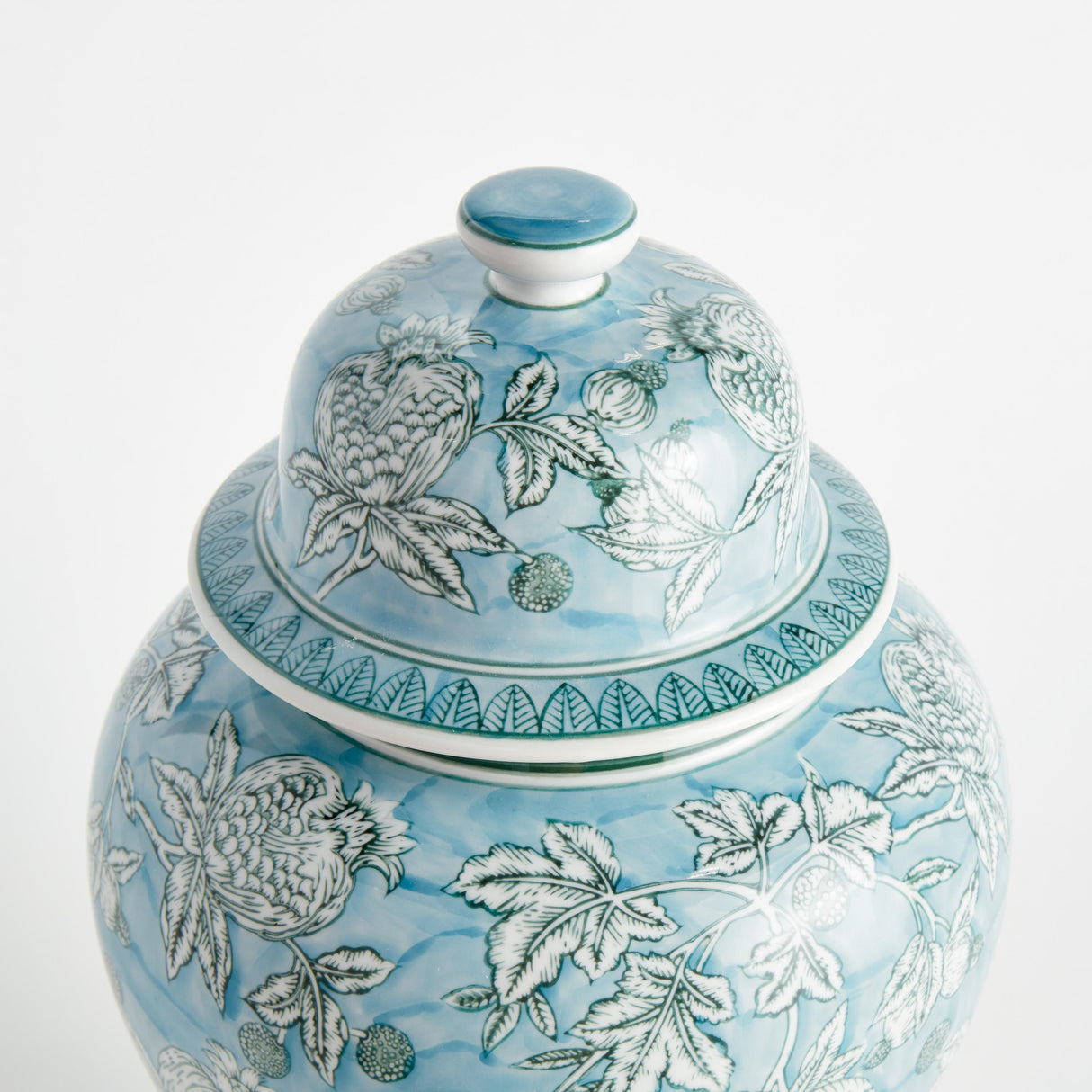 Napa Light Blue/White POMEGRANATE SKETCH GINGER JAR