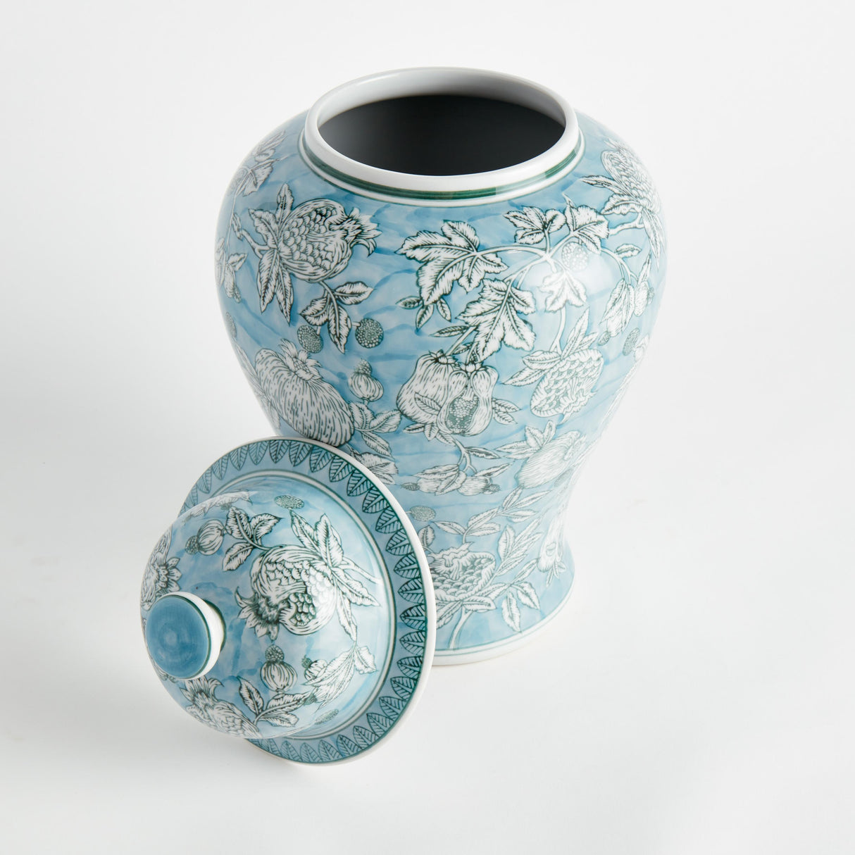 Napa Light Blue/White POMEGRANATE SKETCH GINGER JAR
